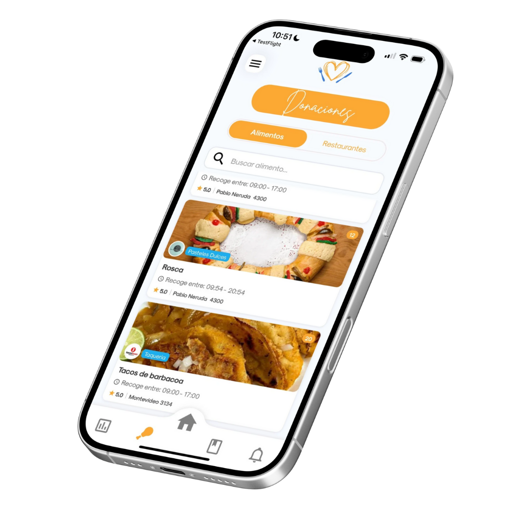 Vista previa de FoodRescue en smartphone
